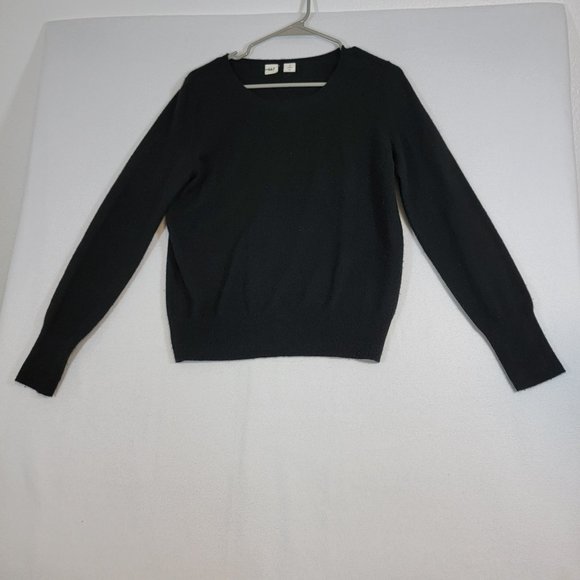 Gap 100% Cashmere Pullover Sweater Round Neck Black Size M - Picture 1 of 9